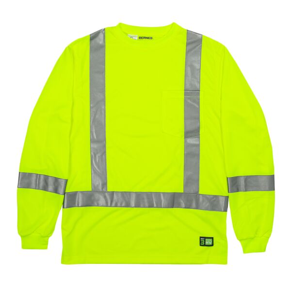 Men's Hi-Vis Class 3 Performance Long Sleeve Pocket T-Shirt Thumbnail